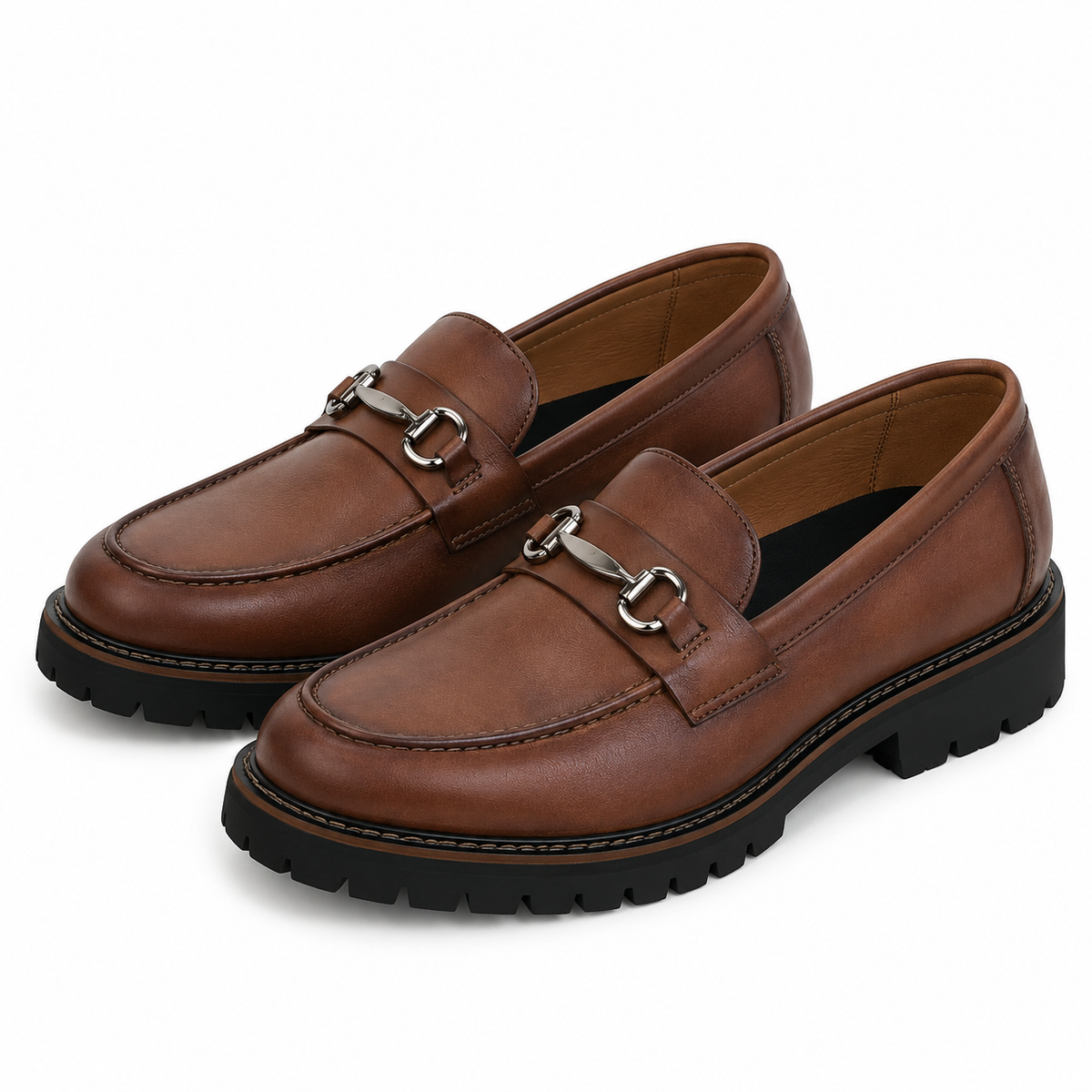 MOCASSINS À SEMELLE CRANTÉE COULEUR CAMEL