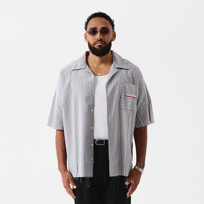 CHEMISE À RAYURE ÉFFILOCHÉE