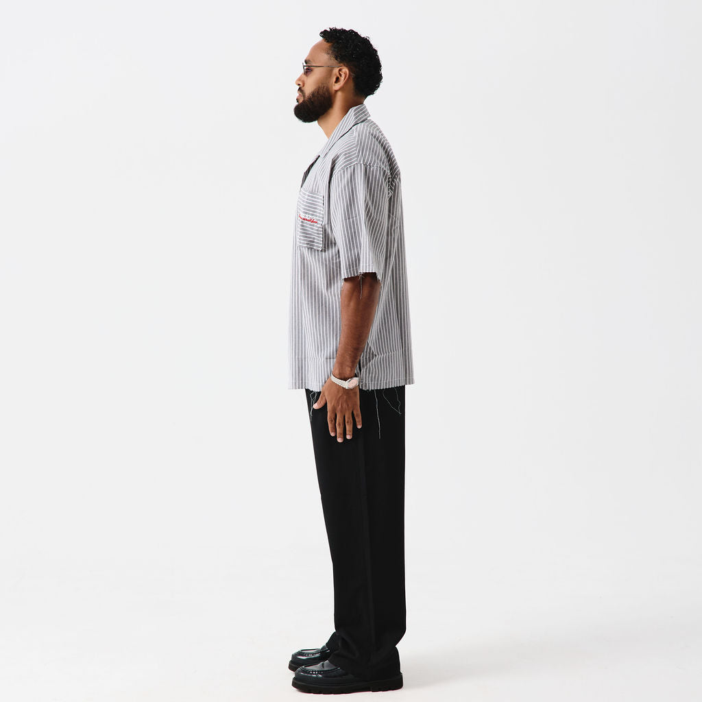 CHEMISE À RAYURE ÉFFILOCHÉE