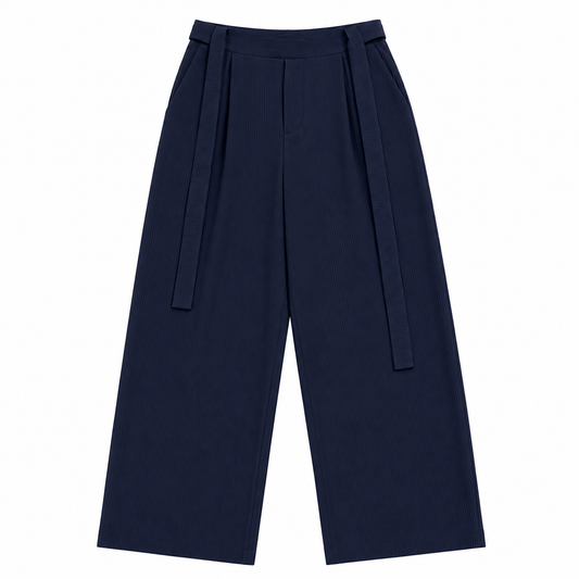 PANTALON JAPONAIS PLISSÉ À CEINTURE AJUSTABLE