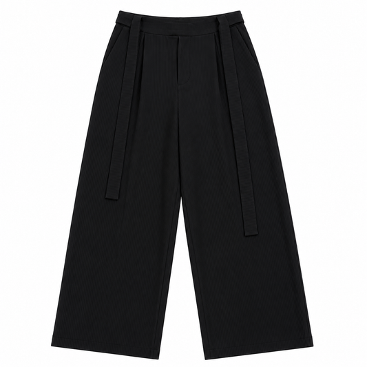 PANTALON JAPONAIS PLISSÉ À CEINTURE AJUSTABLE
