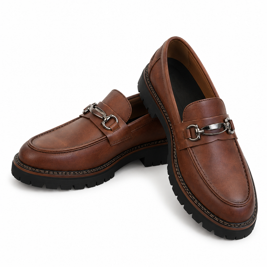 MOCASSINS À SEMELLE CRANTÉE COULEUR CAMEL